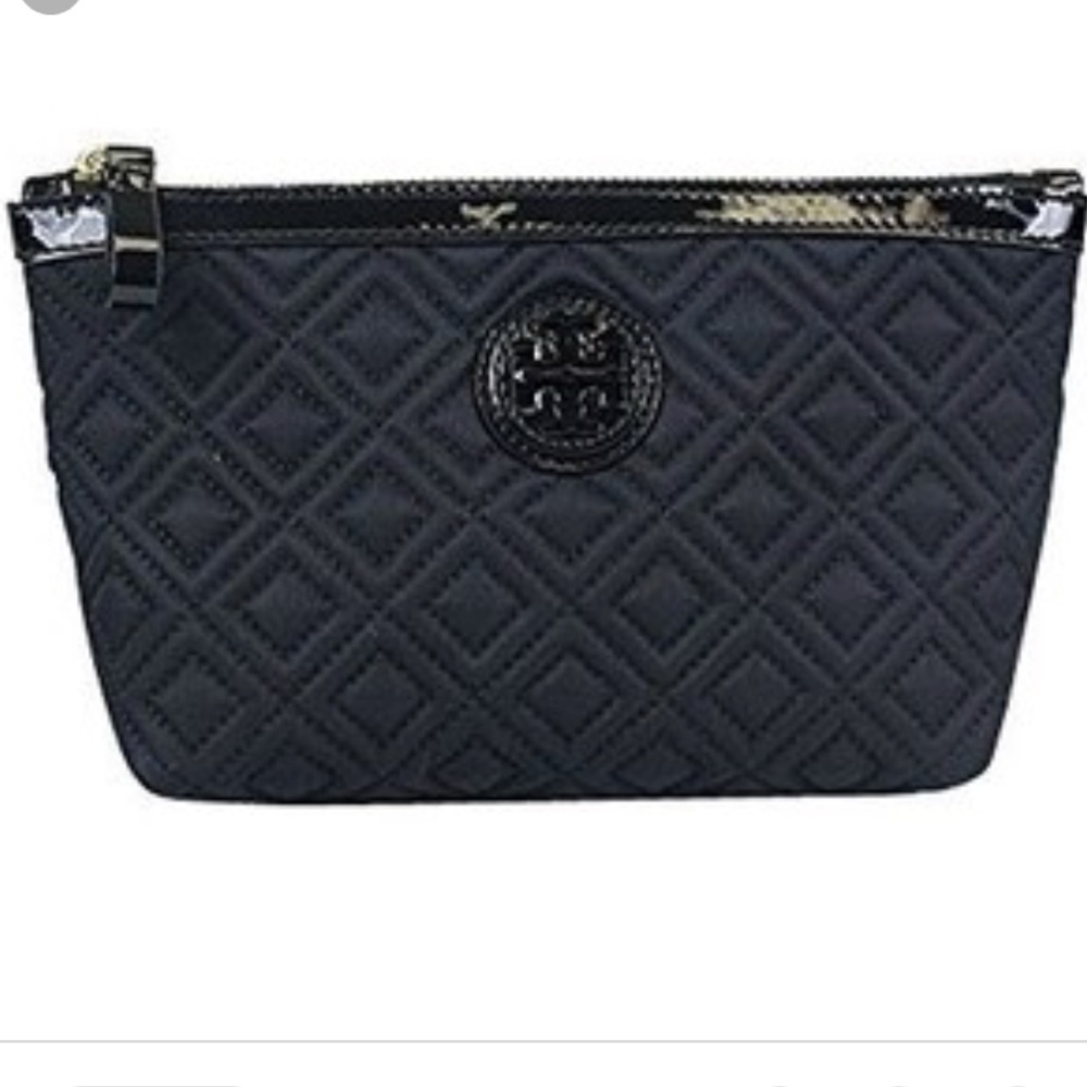 Black Tory Burch makeup bag